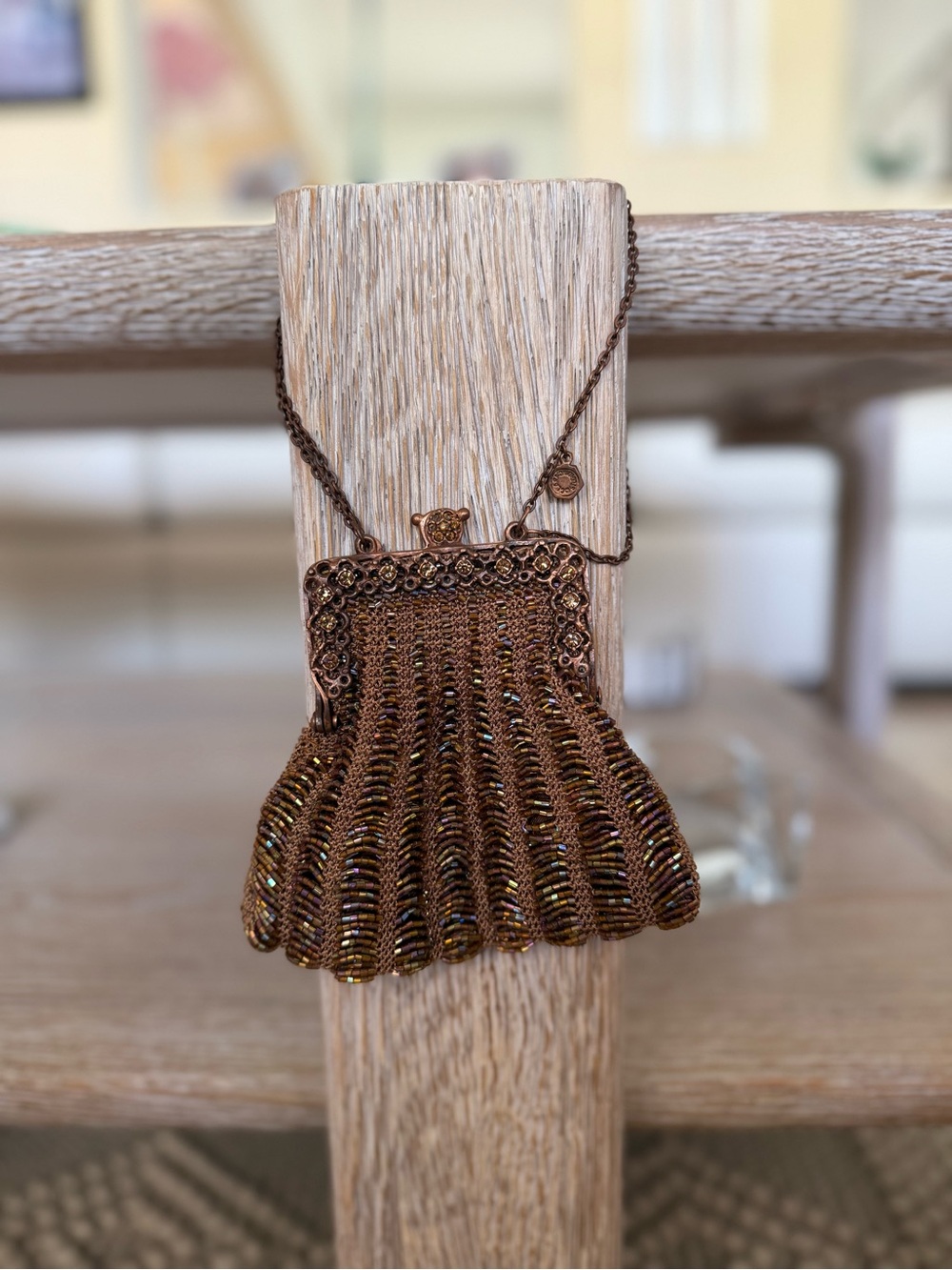Vintage Beaded Metallic Bronze Evening Clutch - Picture 5 of 8